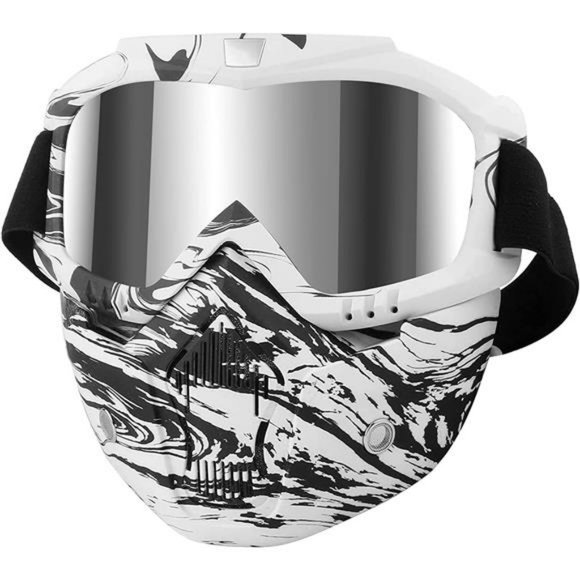 Motorcycle Goggles with Detachable Face Mask,  Full Face Motocross Goggles - Picture 1 of 6
